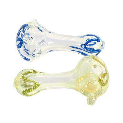 ***2.5" Clear Glass Spoon Pipe with Colorful Swirl Pattern Design