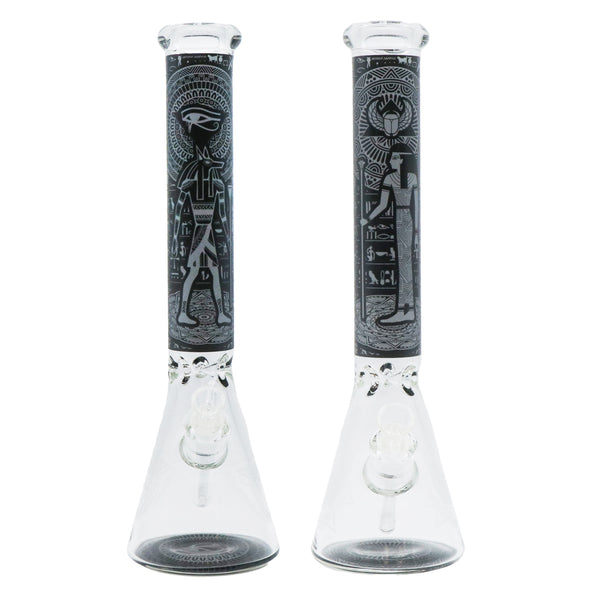 14" Egyptian themed Water Pipe with Beaker Base