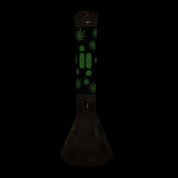 14" Infyniti Brand Water Pipe Glow in the Dark Leaf Design