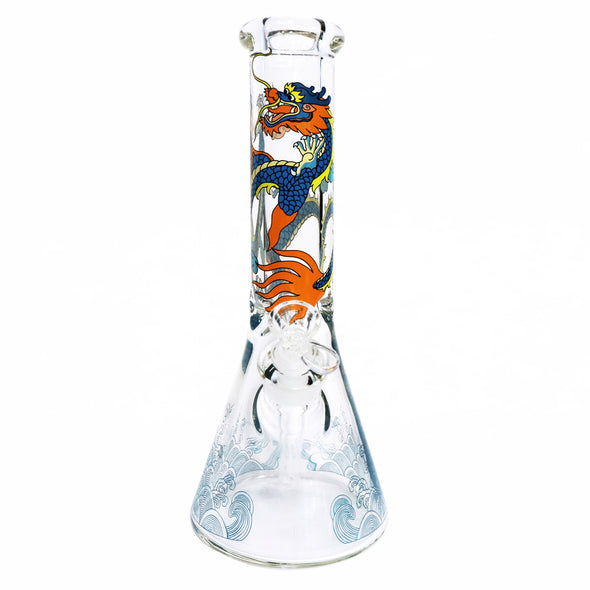 13" Water Pipe with Dragon design Ice Catcher and Beaker Base
