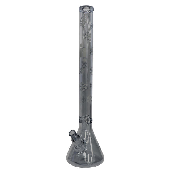 24" Water Pipe with Beaker Base Chrome Finish with Snowflake Design