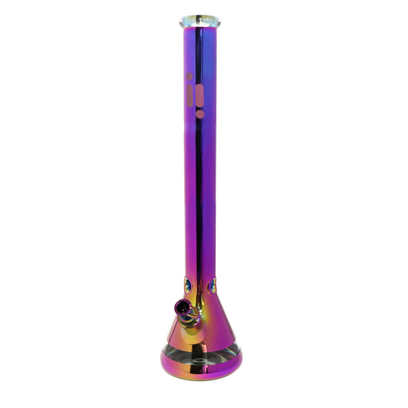 24' Water Pipe with Beaker Base Chrome Finish with Tree Design