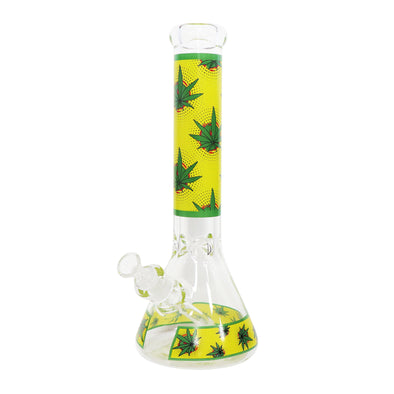 14" Water Pipe with Leaf Design Ice Catcher and Beaker Base