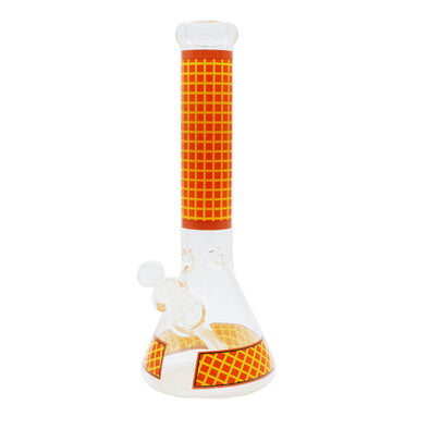 14" Water Pipe with Checkered Design and Ice Catcher