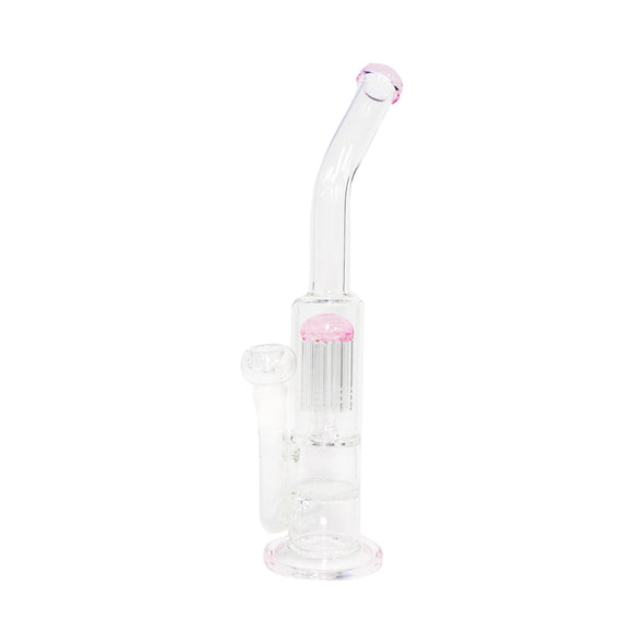 14" Straight Tube Water Pipe with Tree Perc and Bent Neck