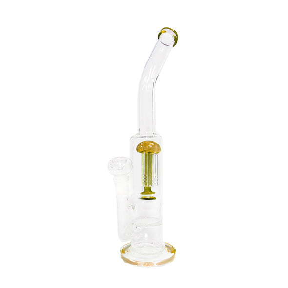 14" Straight Tube Water Pipe with Tree Perc and Bent Neck