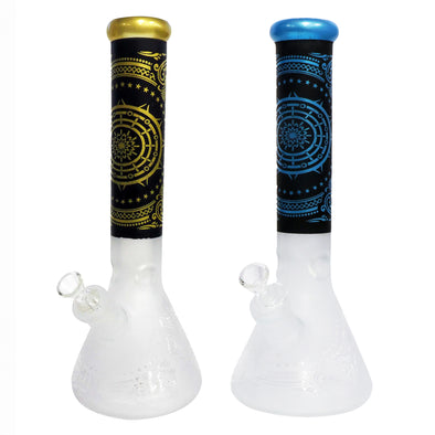 13" Frosted Water Pipe with Ice Catcher and Beaker Base