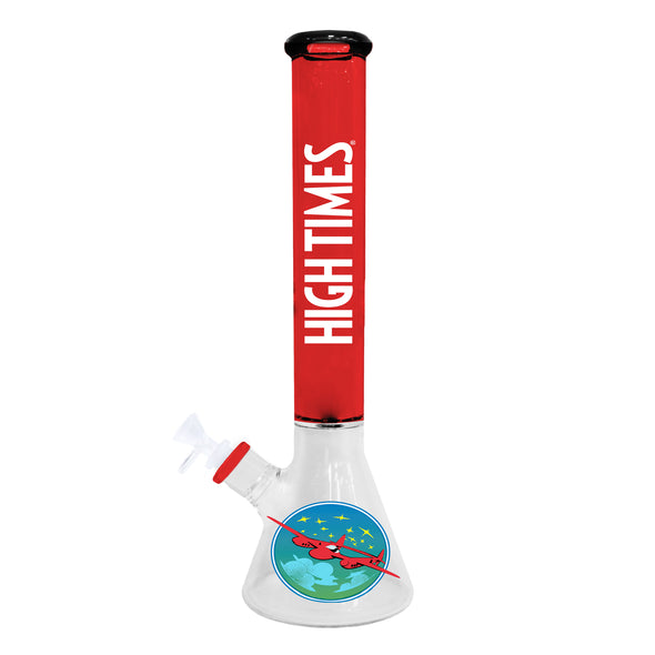 High Times - 16" Circled Plane Water Pipe, 8 Arm Tree Perk, Ice Catcher