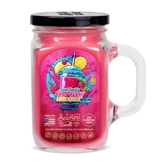Beamer Candle Co. 12oz Glass Mason Jar, Aunt Suzie's Raspberry Lemonade