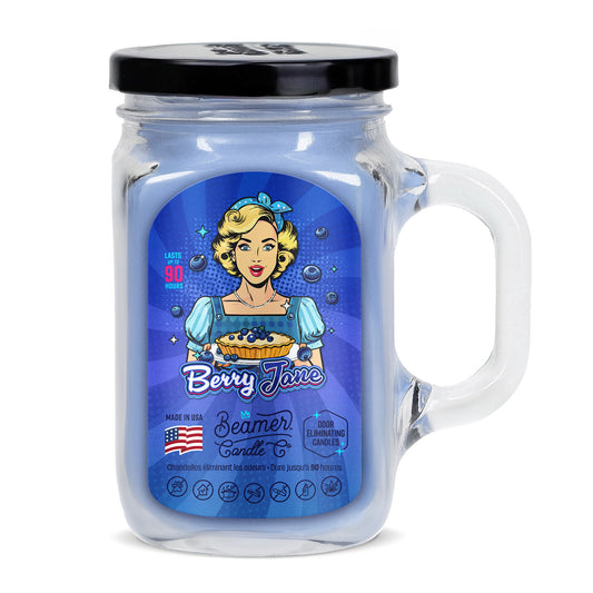 Beamer Candle Co. 12oz Glass Mason Jar,  Berry Jane