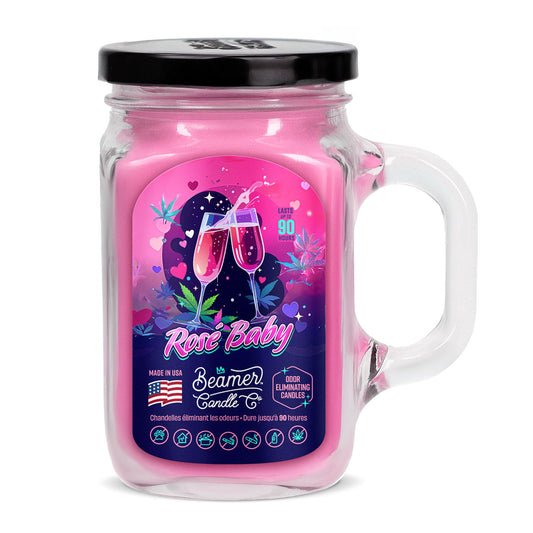 Beamer Candle Co. 12oz Glass Mason Jar, Rose Baby