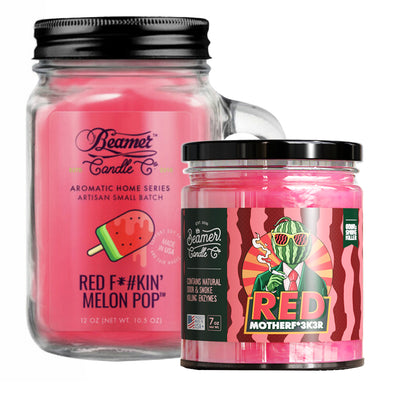 Beamer Candle Co. 7oz & 12oz Glass Mason Jar - Red F*#kin' Melon Pop