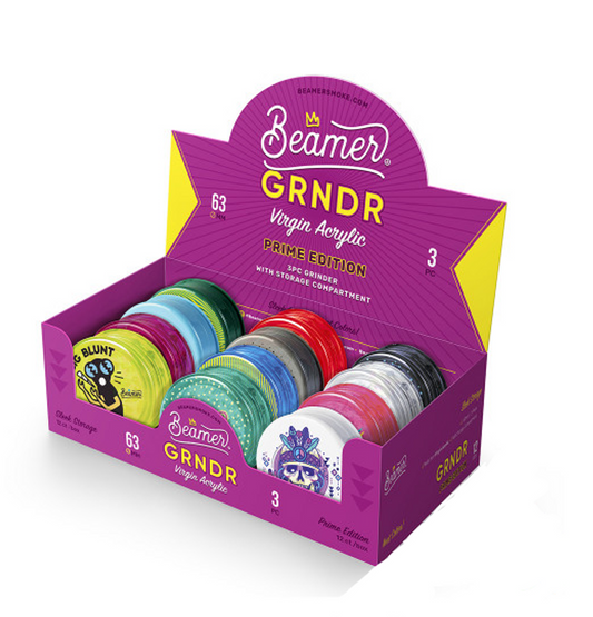 Beamer Virgin Acrylic Grinder 3 Part 63mm - Prime Edition Display