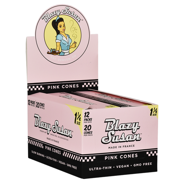 Pink Blazy Susan Rolling Papers - King Size Slim and 1 1/4 Size