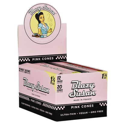 Pink Blazy Susan Rolling Papers - King Size Slim and 1 1/4 Size