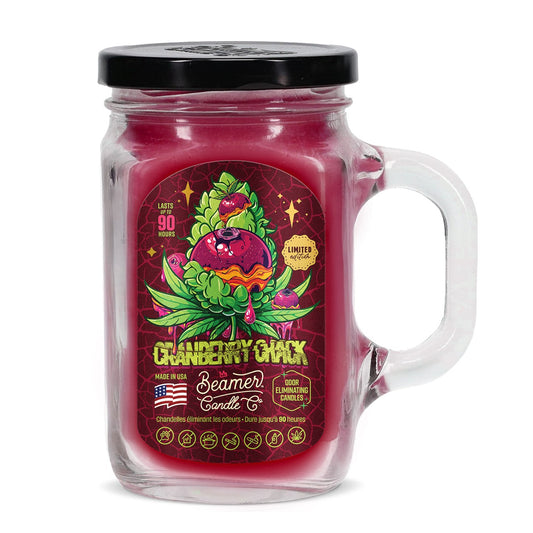 Beamer Candle Co. 12oz Glass Mason Jar, Cranberry Crack