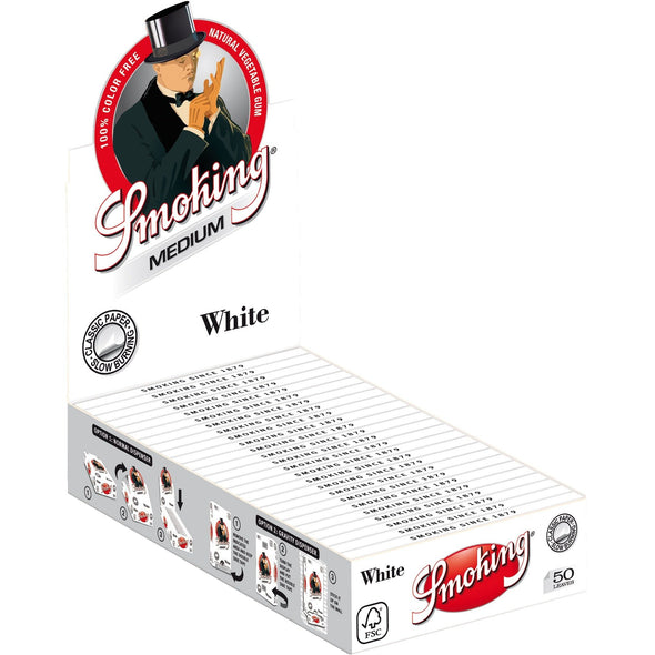 CP1095: SMOKING, MEDIUM WHITE 1 1/4 (50 BOOKLETS/BOX) - Infyniti Scales