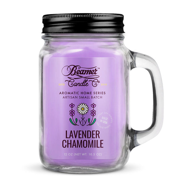 Beamer Candle Co. Pot Mason en verre de 12 oz - Lavande et camomille