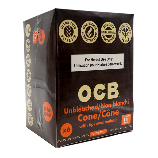 OCB 1 ΒΌβ Unbleached cones 6/pk