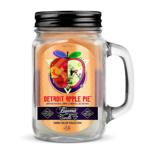 Beamer Candle Co. Pot Mason en verre de 7 oz et 12 oz - Tarte aux pommes de Detroit
