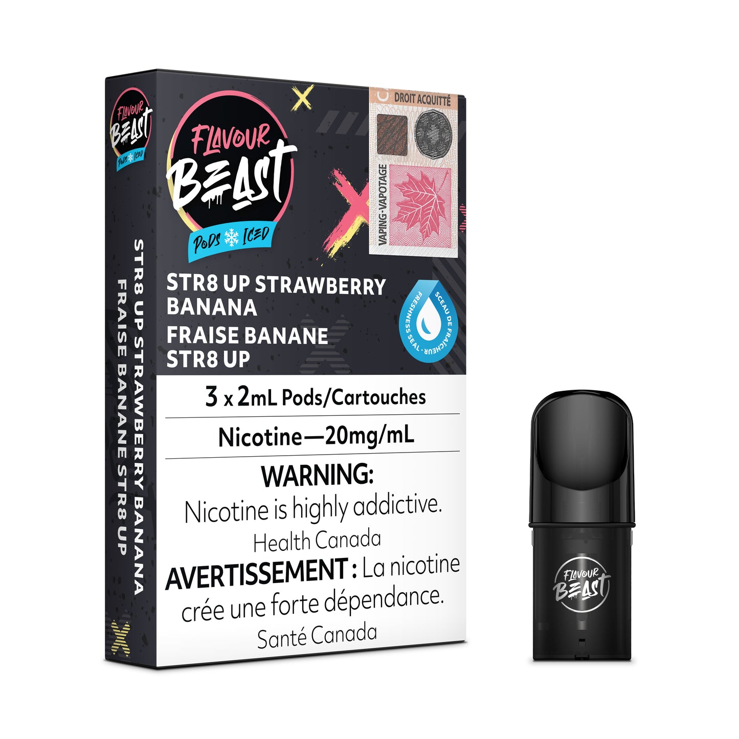 Flavor Beast Pod Packs - Str8 Up Fraise Banane Glacée