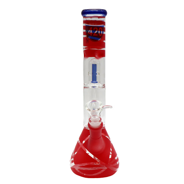 12" Water Pipe with Double Splashguard and Ice Catcher 420 and Leaf