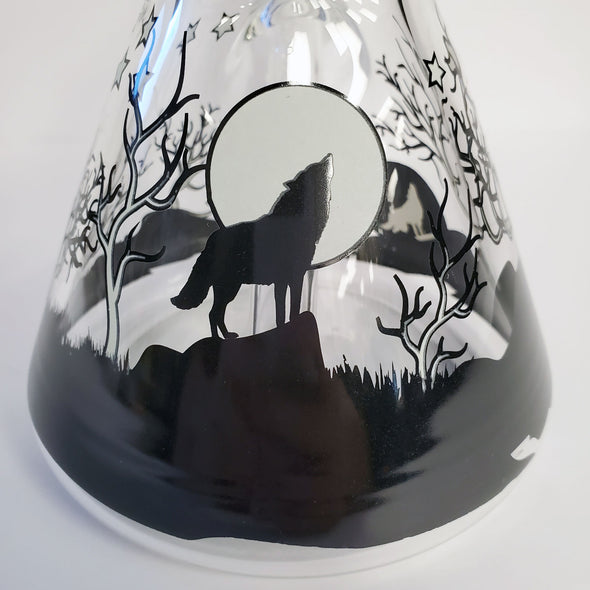 14" Infyniti Brand Water Pipe Glow in the Dark Wolf Design