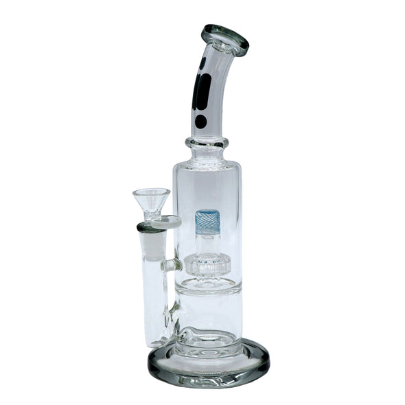 10" Water Pipe with Barel Perk, Stemless, Bent Neck