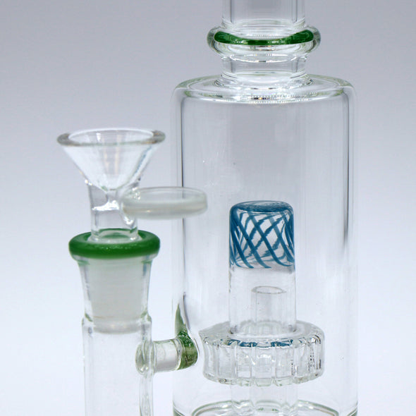 10" Water Pipe with Barel Perk, Stemless, Bent Neck
