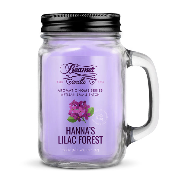 Beamer Candle Co. Pot Mason en verre de 12 oz - Forêt lilas de Hanna
