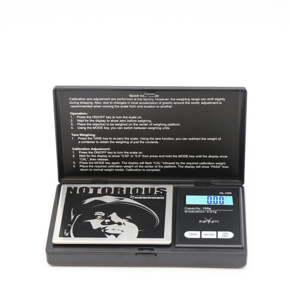 Notorious BIG G-Force, Licensed Digital Pocket Scale, 100g x 0.01g - Infyniti Scales