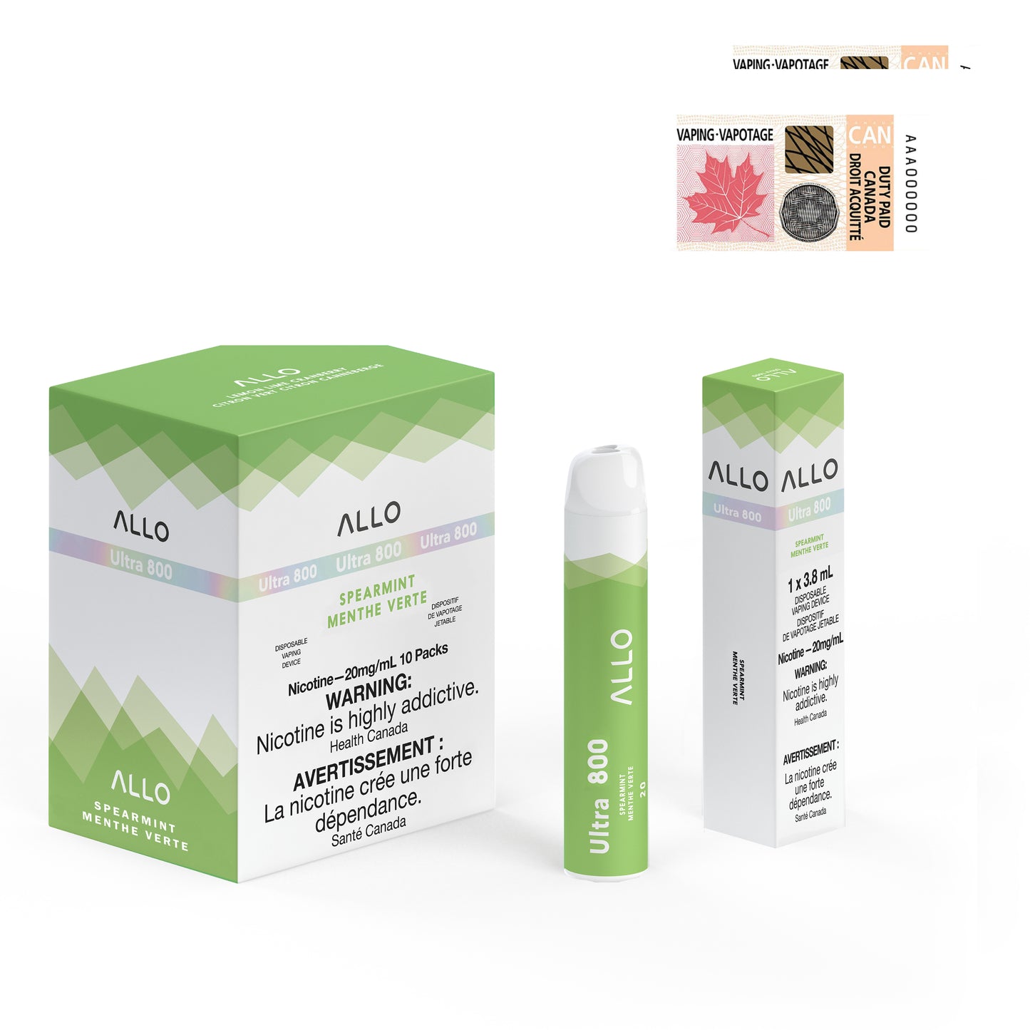 Allo Ultra 800 Jetable - Menthe verte