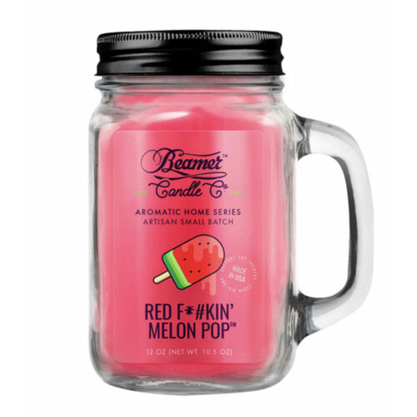 Beamer Candle Co. 7oz & 12oz Glass Mason Jar - Red F*#kin' Melon Pop