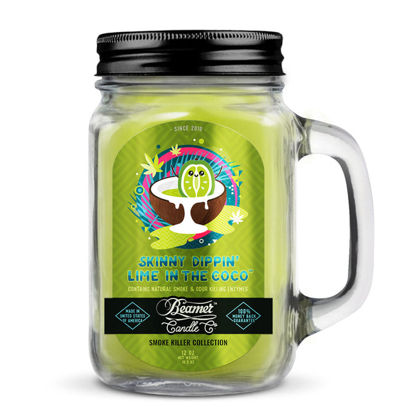 Beamer Candle Co. 12oz & 4oz Glass Mason Jars - Skinny Dippin' Lime in the Coco