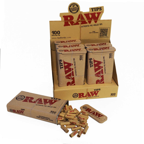 Raw Pre-Rolled Tips in a Tin