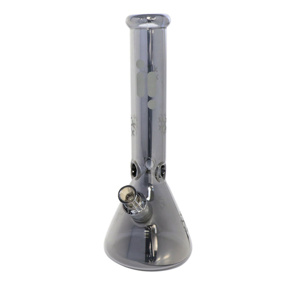 14" Infyniti Brand Water Pipe with Beaker Base Chrome Finish with Snowflake Design