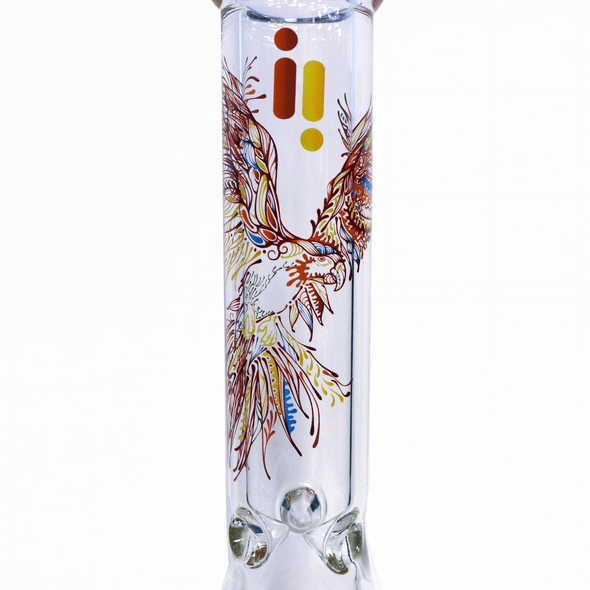 14" Water Pipe with Bird Design Ice Catcher and Beaker Base