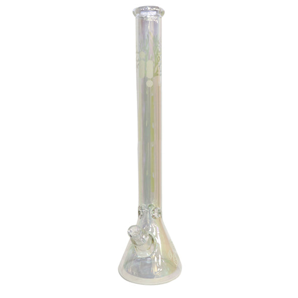 24' Water Pipe with Beaker Base Chrome Finish with Tree Design
