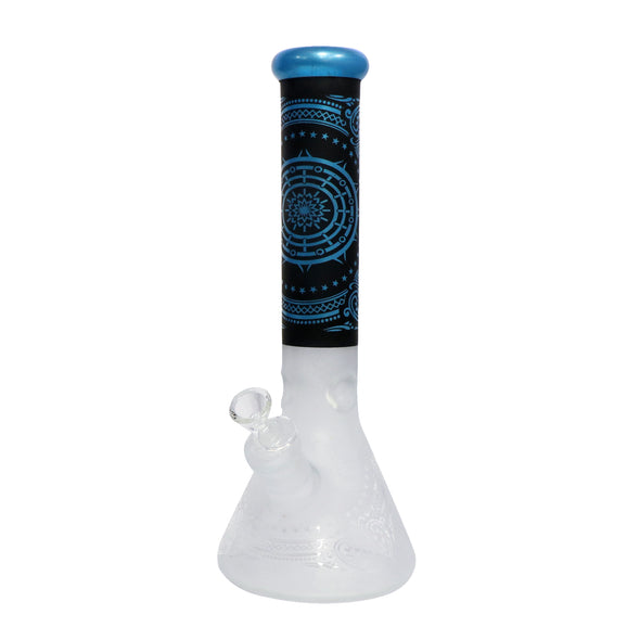 13" Frosted Water Pipe with Ice Catcher and Beaker Base