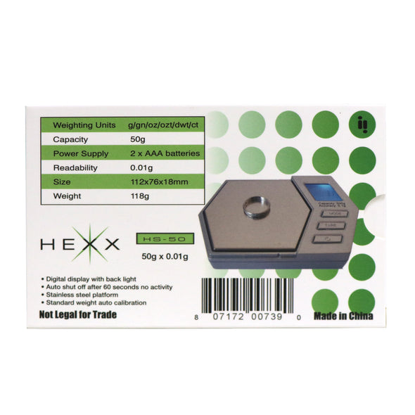 Hexx Digital Pocket Scale, 50g x 0.01g - Infyniti Scales