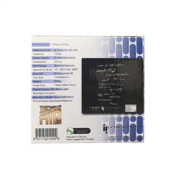 The Tragically Hip, CD entièrement complet, balance de poche numérique sous licence, 100 g x 0,01 g